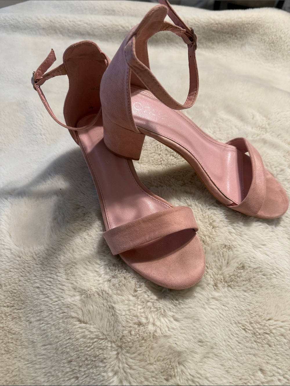 Herstyle Blush Pink Ankle-Strap Block Heels - Picture 1 of 4